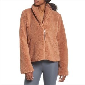 Alo Cozy Up Faux Fur Crop Jacket, Size Medium - Pink